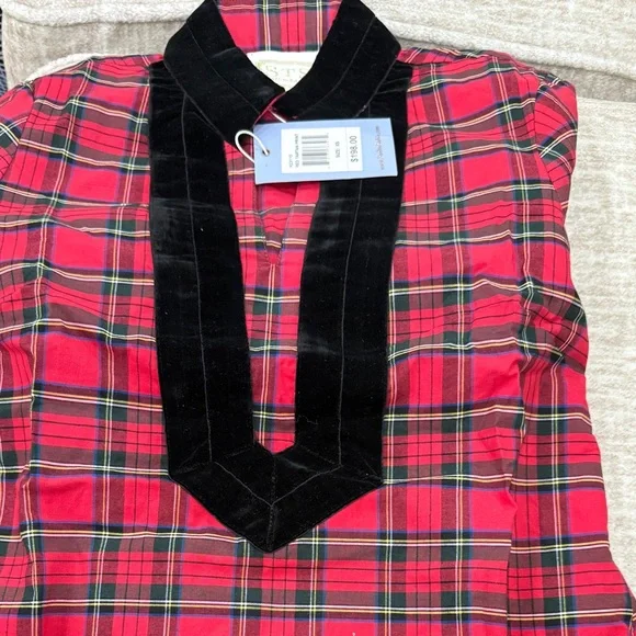 Sail to Sable STS Red Tartan Plaid Velvet Trim Dress XS NWT - Picture 3 of 14